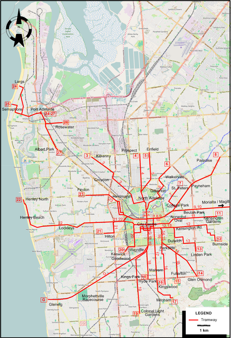 Adelaide-1934 tram map