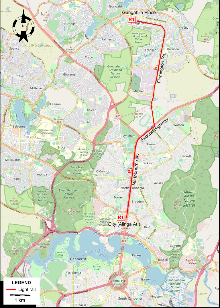 Canberra-2019 tram map