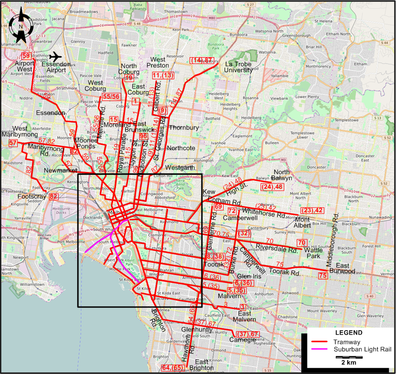 Melbourne-1984 tram map