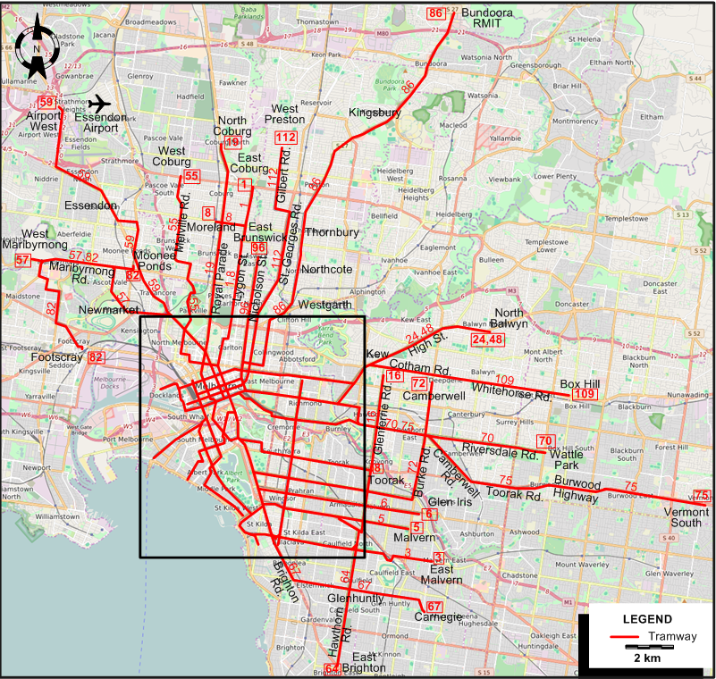 Melbourne-2008 tram map
