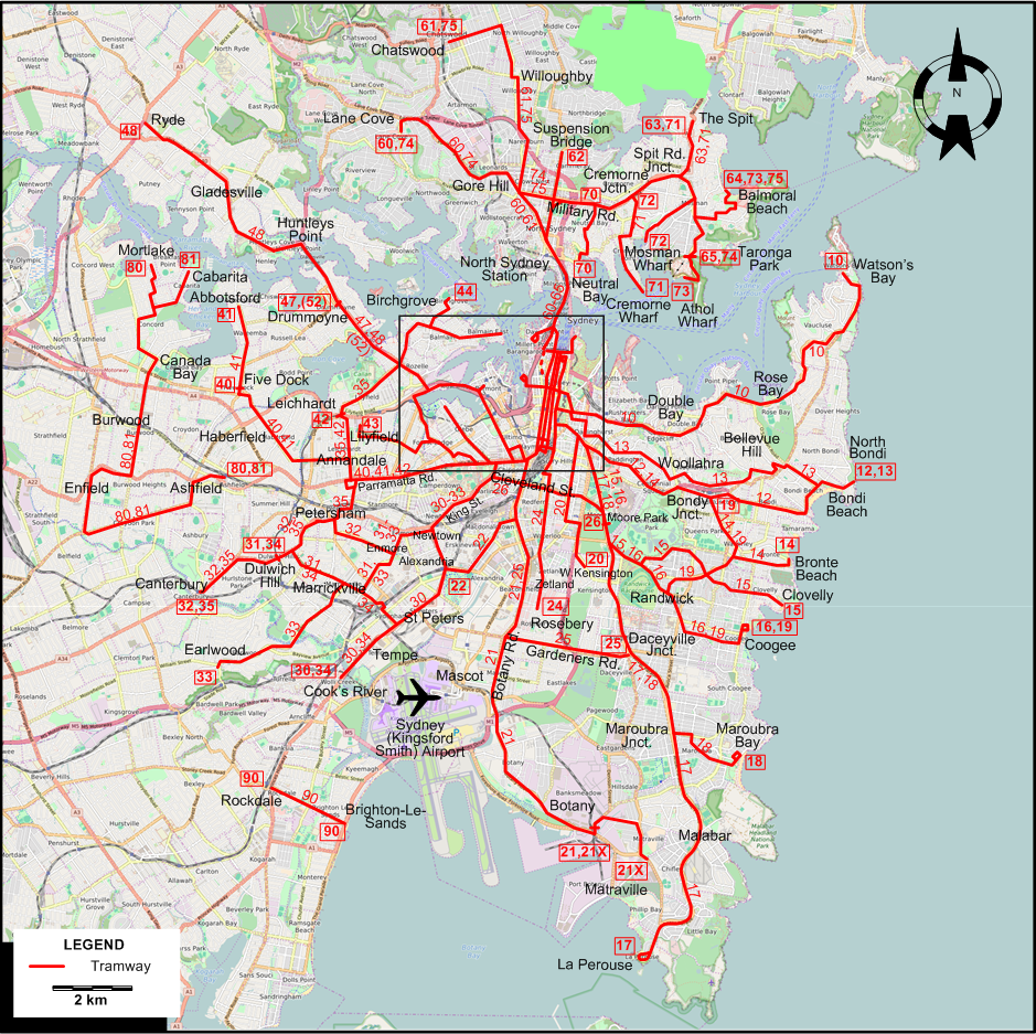 Sydney-1947 tram map