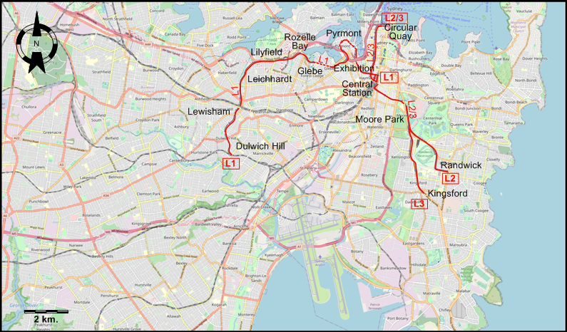 Central Sydney 2020 tram map