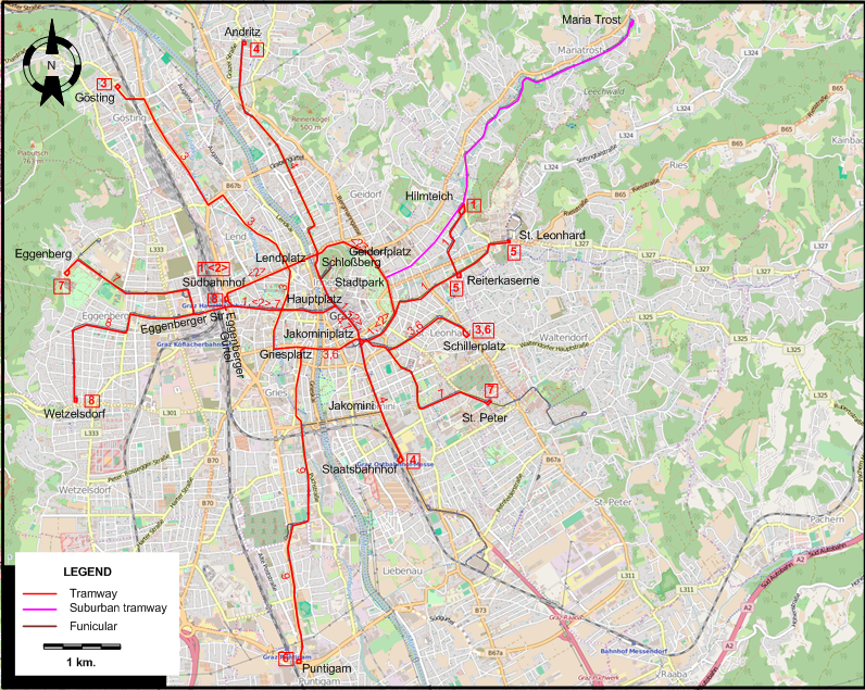 Graz 1912 tram map