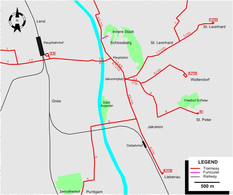 Graz 2006 tram map