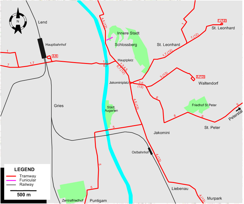 Graz 2007 tram map