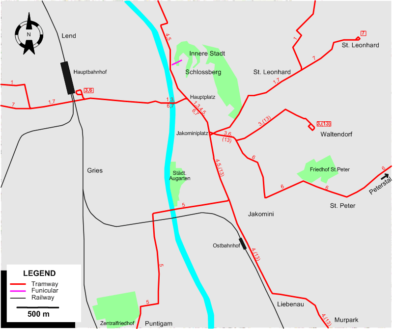 Graz 2009 tram map