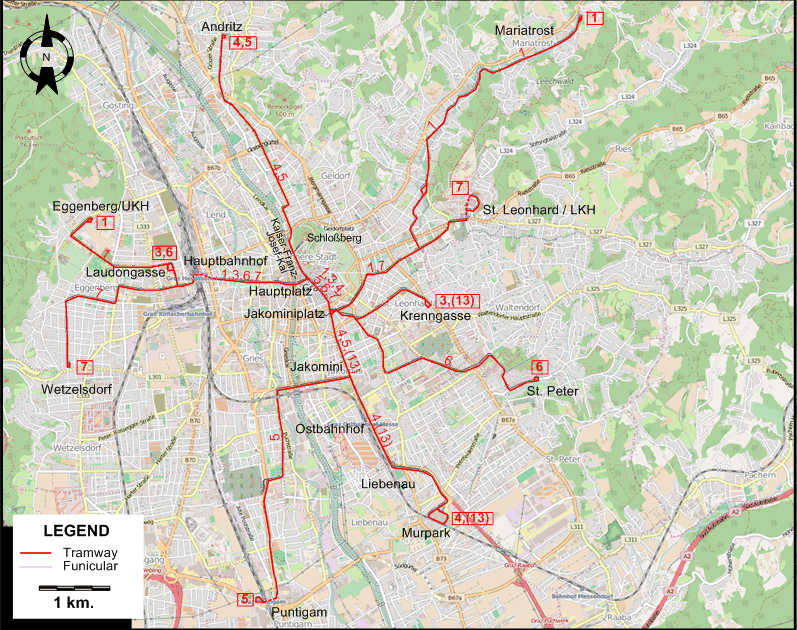 Graz 2015 tram map