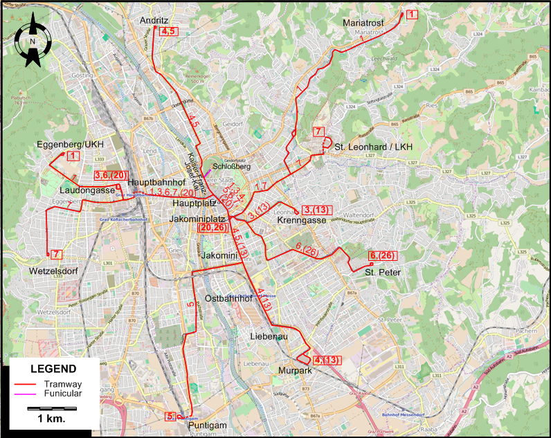 Graz 2019 tram map