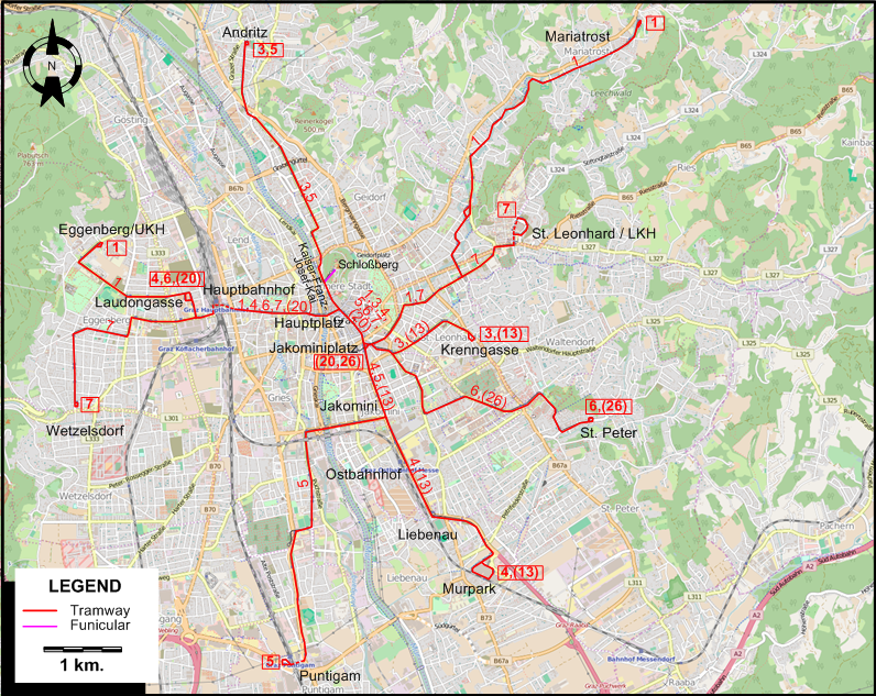 Graz 2020 tram map