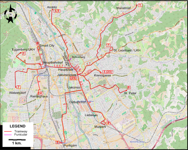 Graz 2021 tram map