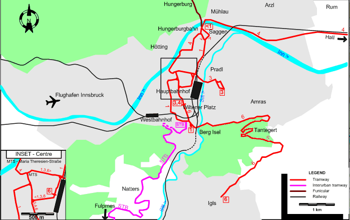 Innsbruck 1936 tram map