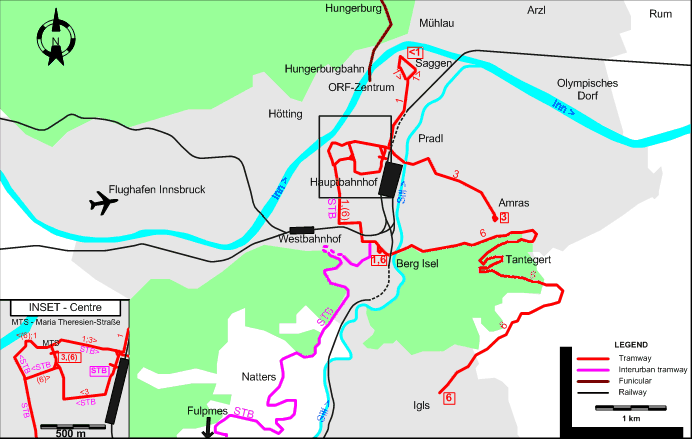 Innsbruck 2007 tram map