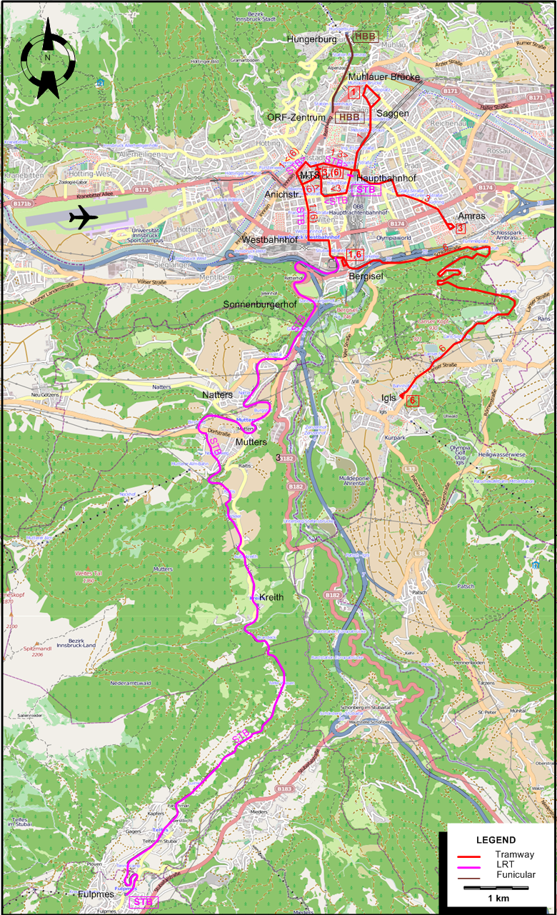 Innsbruck 2007 tram map