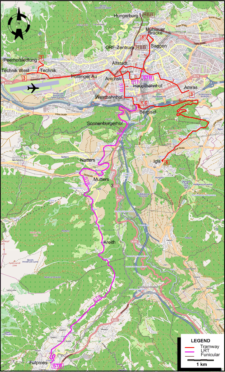 Innsbruck  2017 tram map
