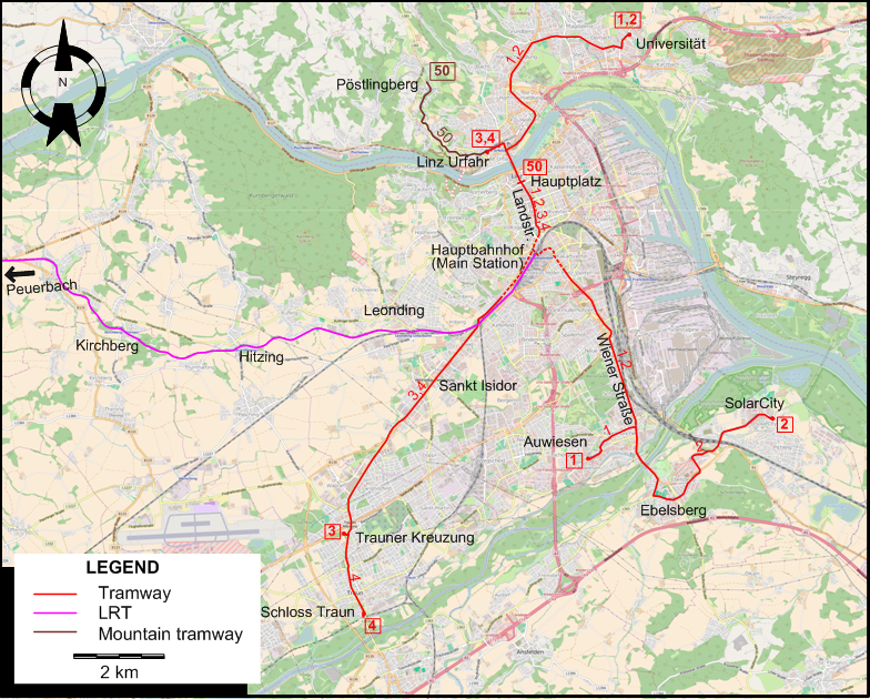 Linz 2016 tram map