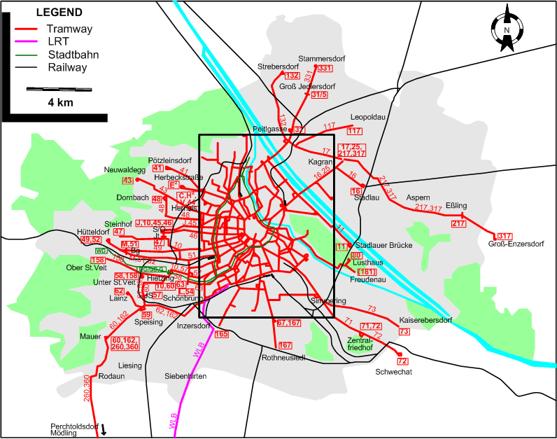 Vienna 1936 tram map
