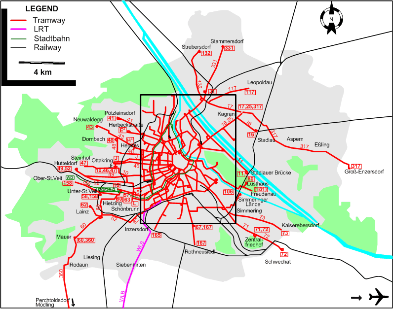 Vienna 1953 tram map
