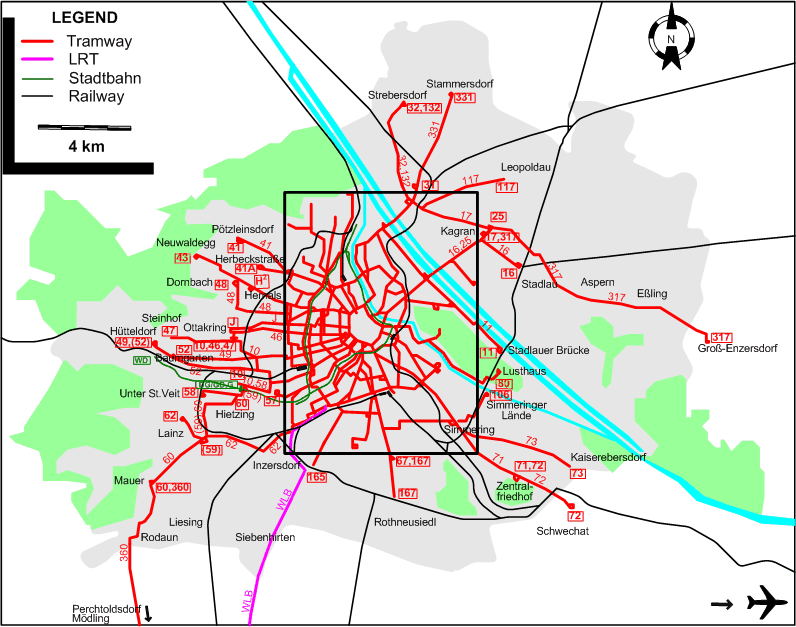 Vienna 1960 tram map