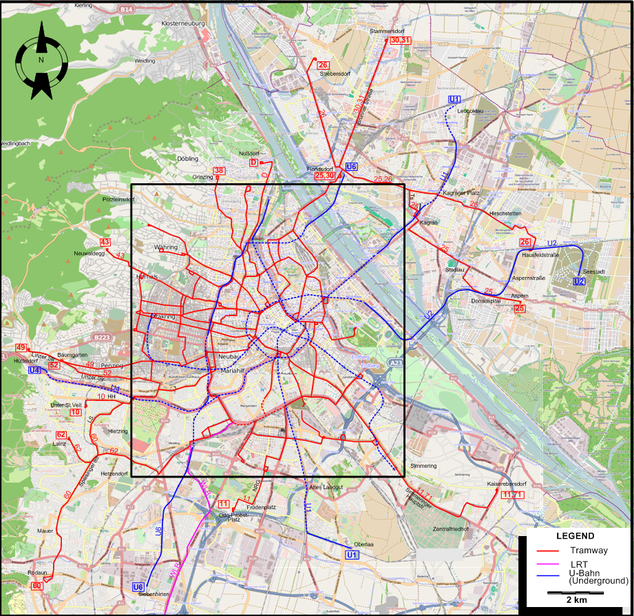 Vienna 2019 tram map