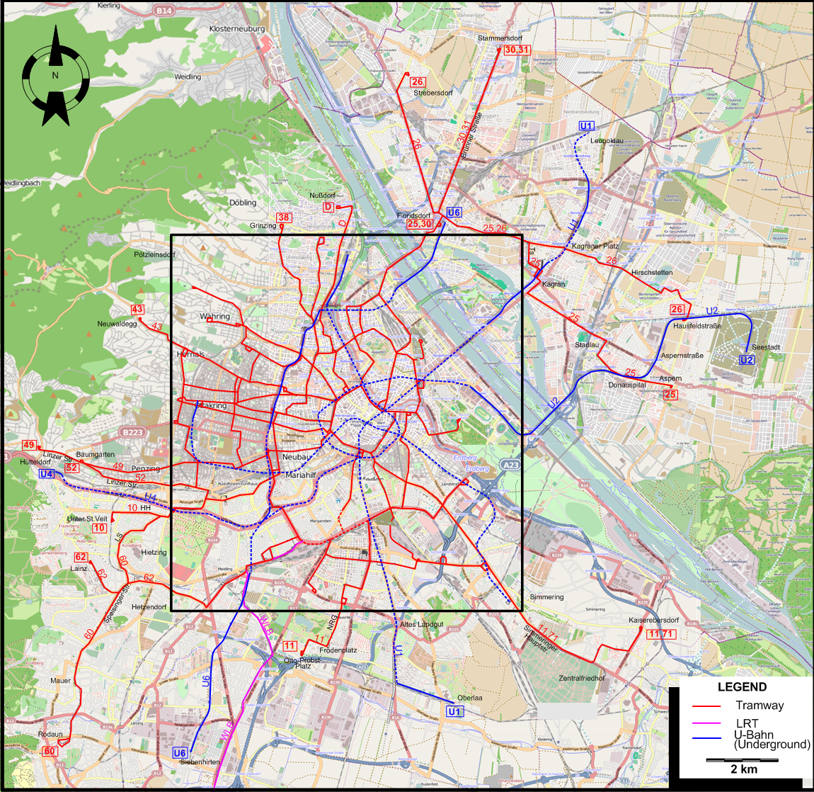 Vienna 2024 tram map
