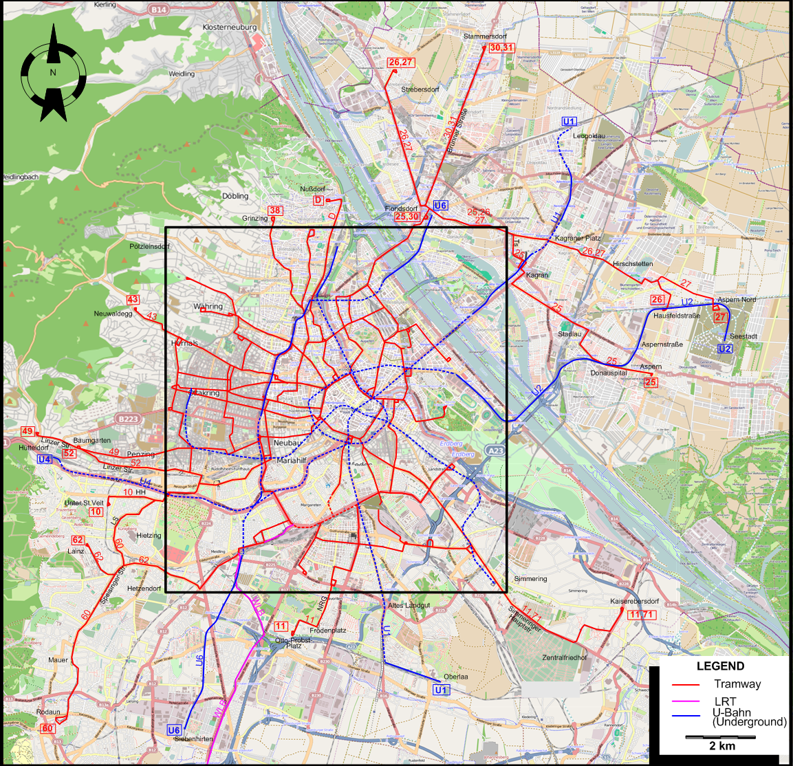 Vienna 2025 tram map