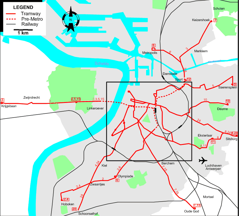 Antwerp 2009 tram map