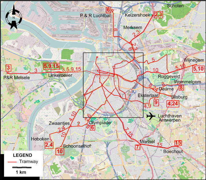 Antwerp 2017 tram map