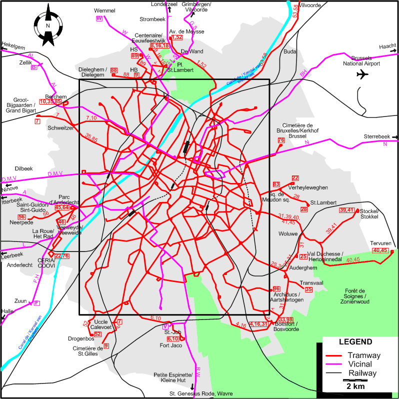 Brussels 1958 tram map