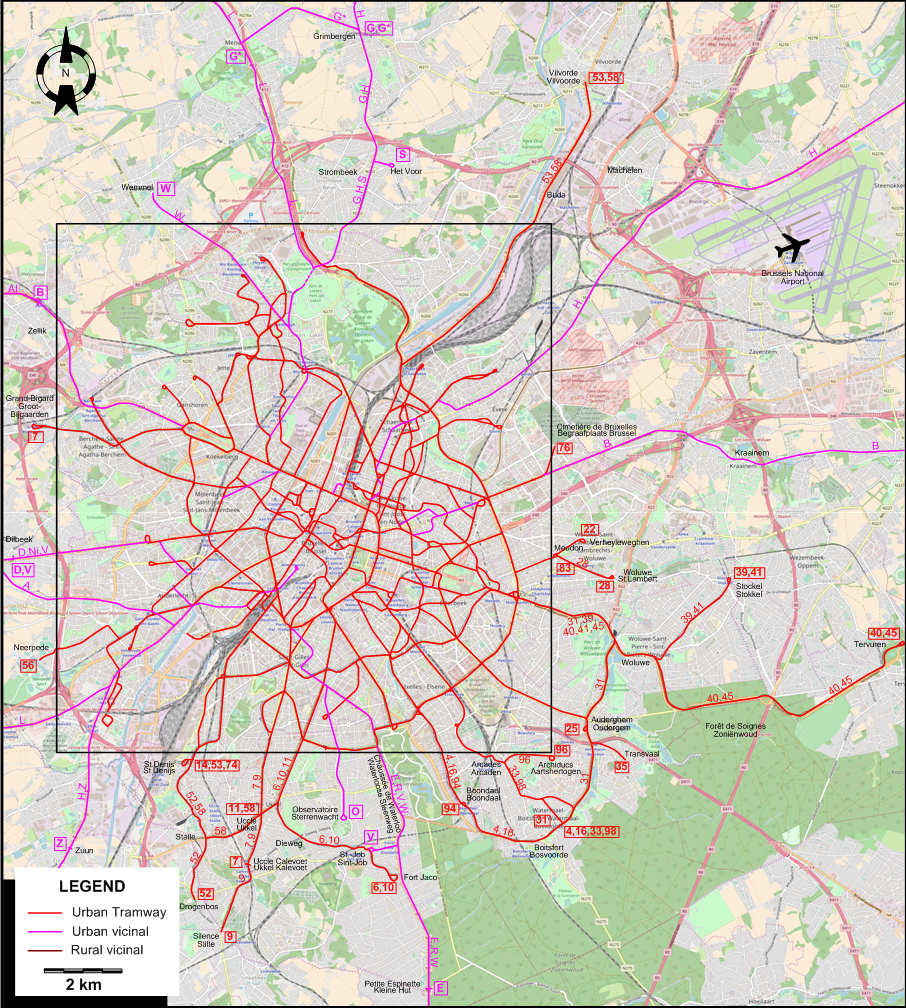 Brussels 1958 tram map