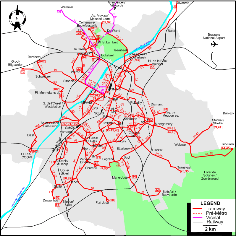 Brussels tram map
