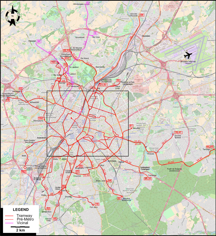 Brussels tram map