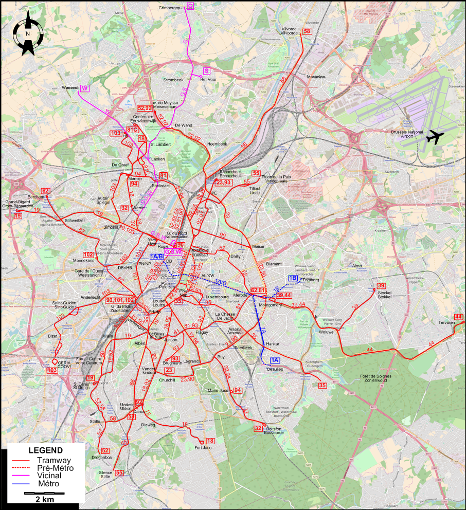 Brussels tram map