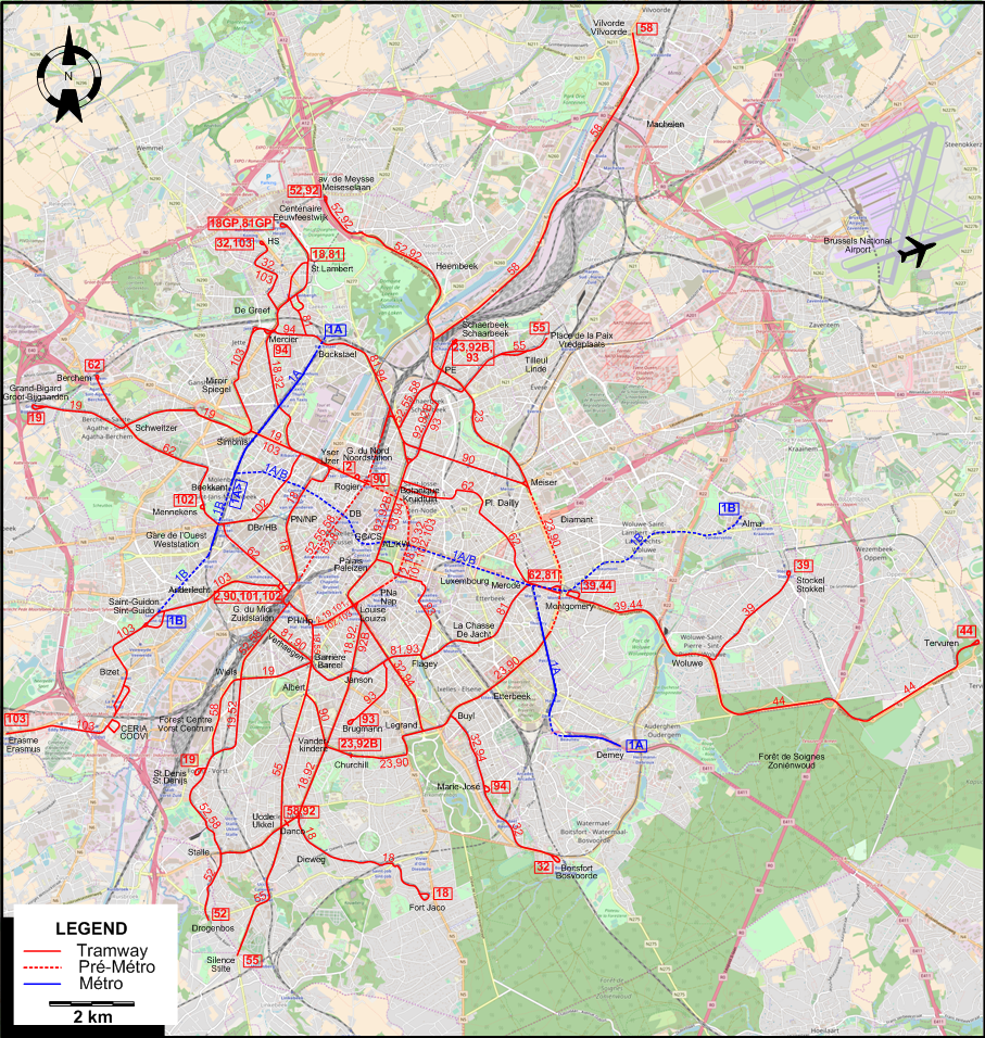 Brussels tram map