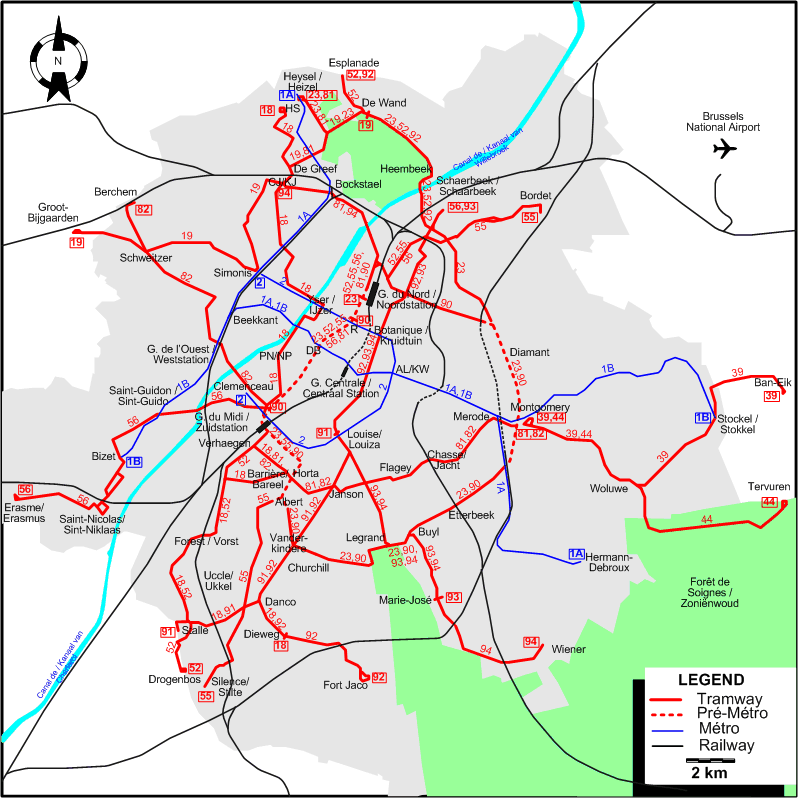 Brussels tram map