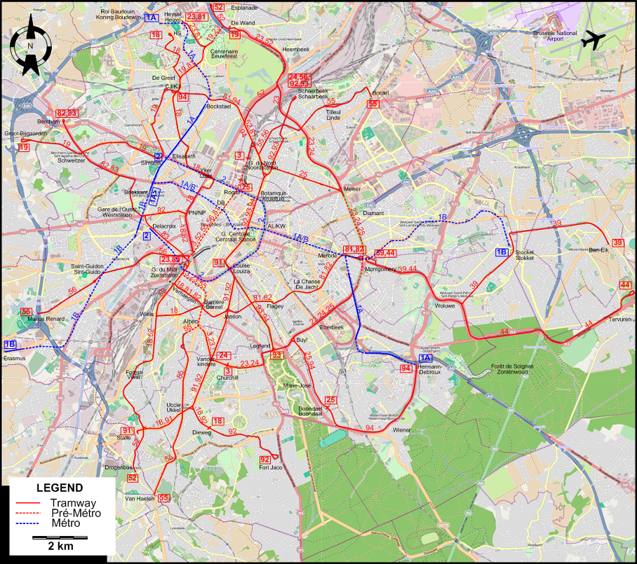 Brussels tram map