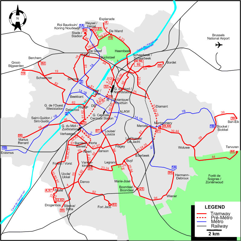 Brussels tram map