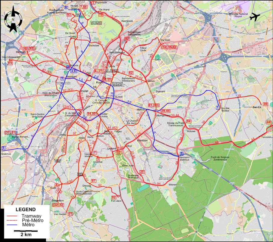 Brussels tram map