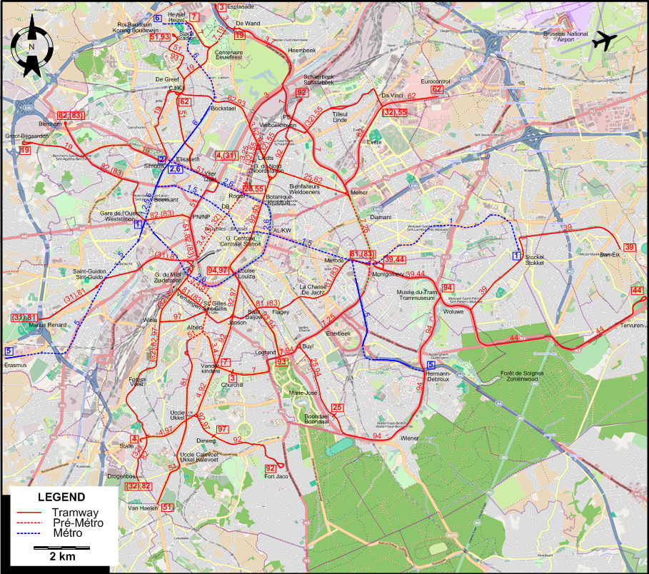 Brussels tram map