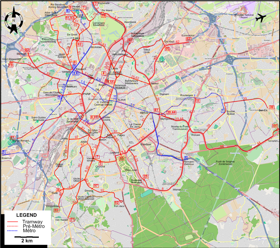 Brussels tram map