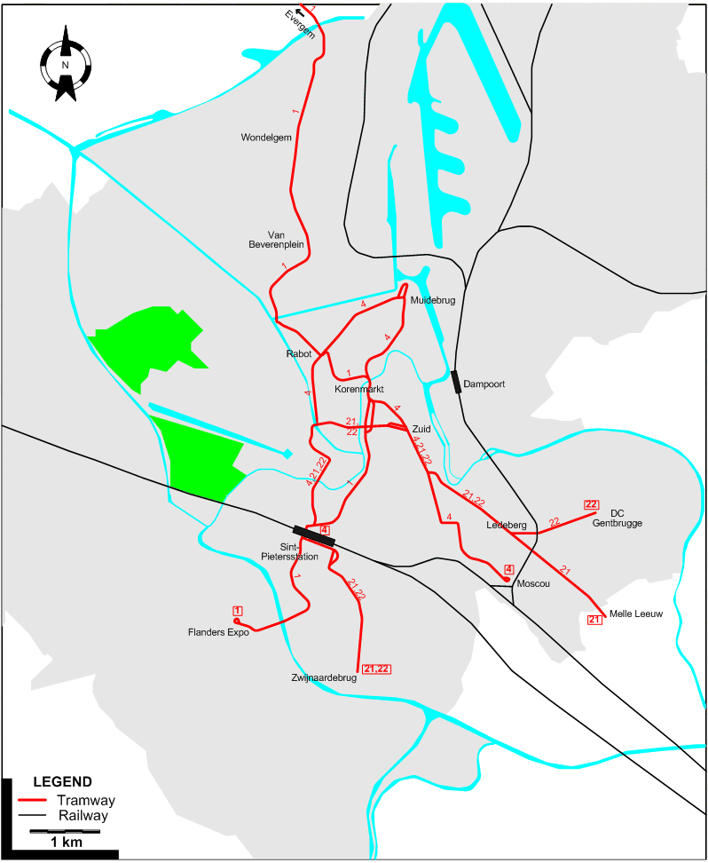 Ghent 2005 tram map