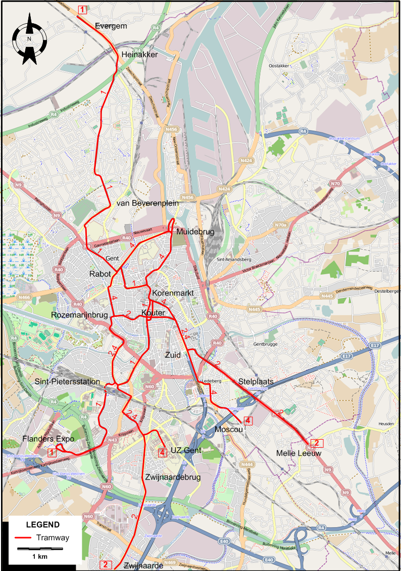Ghent 2017 tram map