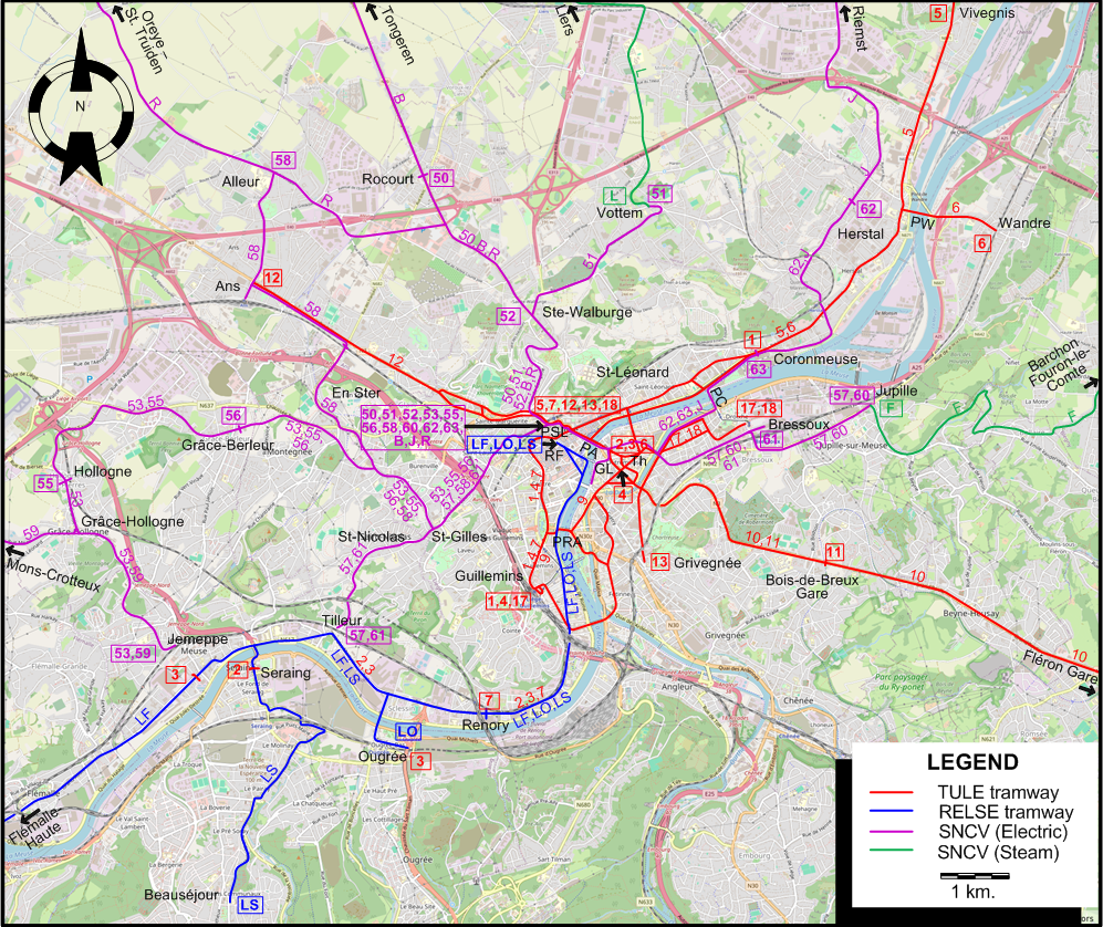 Liege 1939 tram map