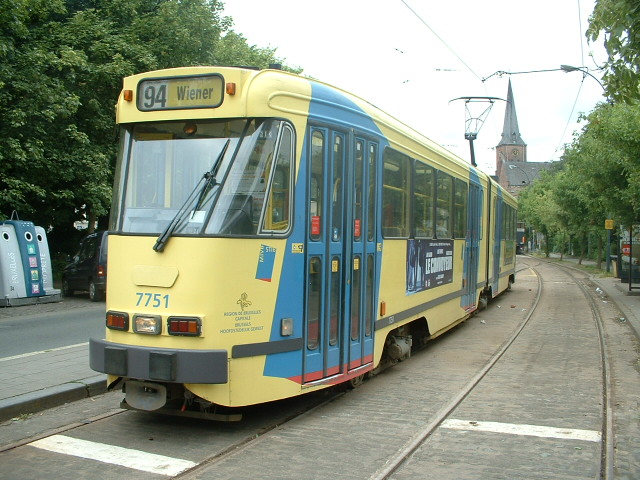 Old articulated Brussels tram