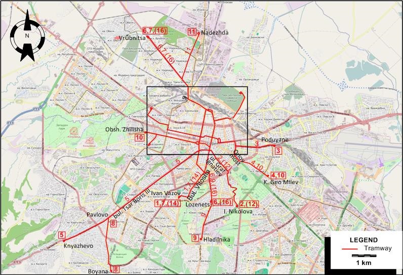 Sofia tram map 1963