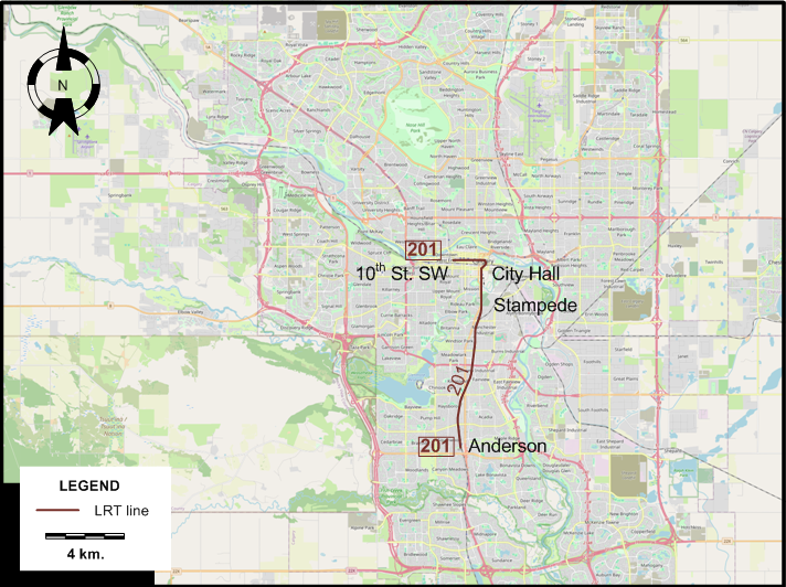 Calgary tram map 1981