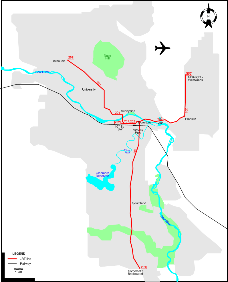 Calgary tram map 2007
