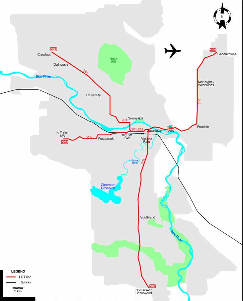 Calgary tram map 2012
