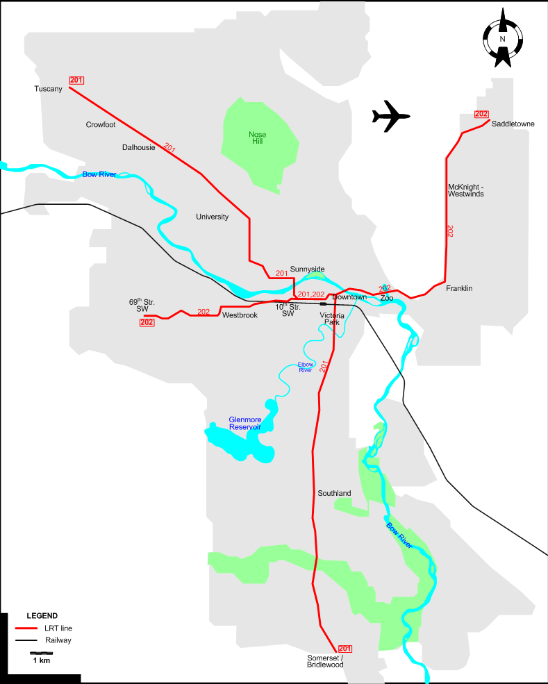 Calgary tram map 2014