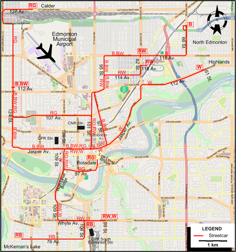 Edmonton tram map 1944