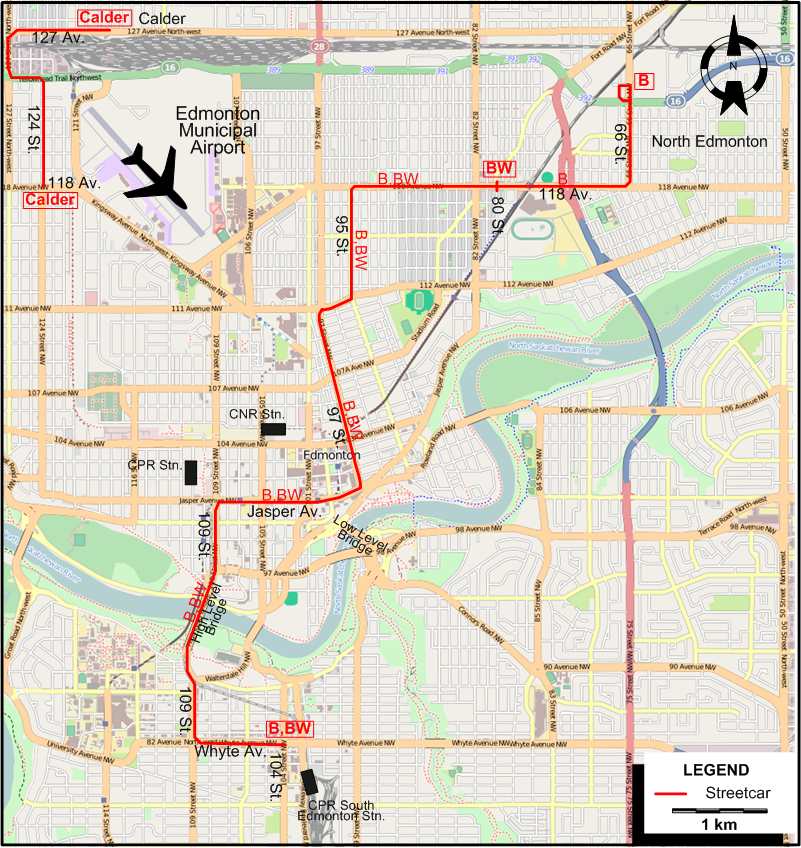 Edmonton tram map 1948